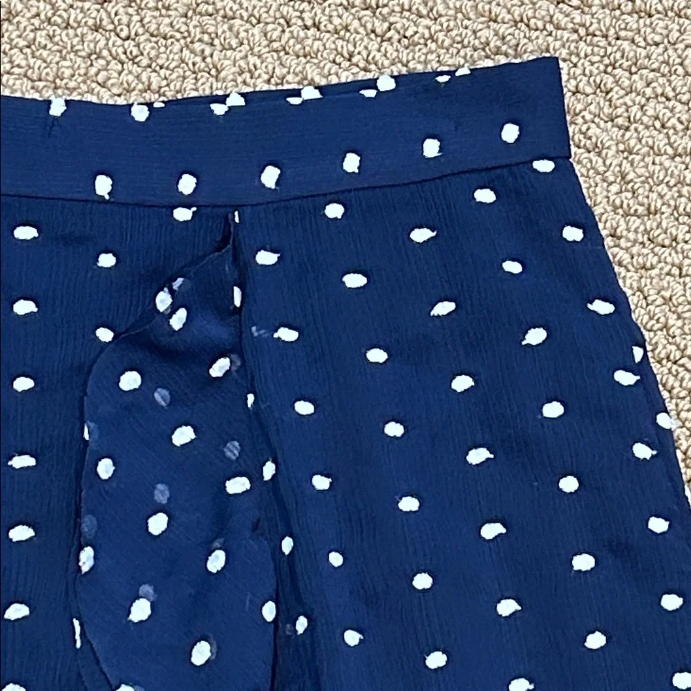 Anthropologie Hutch Ruffled Clip Dot Mini Skirt size 12 Navy Blue White